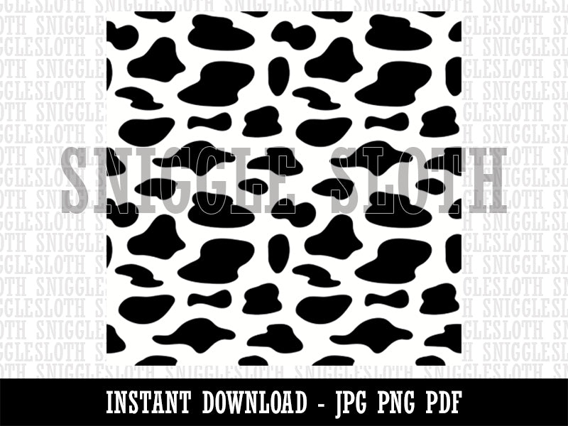 Cow Print Pattern Black Spots Seamless Background Digital Paper Download JPG PDF PNG File