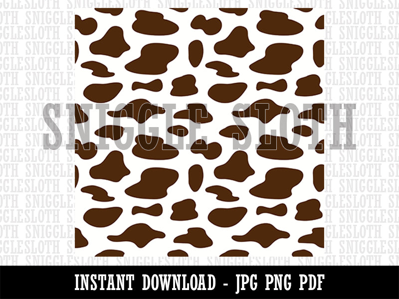 Cow Print Pattern Brown Spots Seamless Background Digital Paper Download JPG PDF PNG File