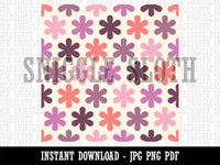Retro Flower Seamless Pattern Background Digital Paper Download JPG PDF PNG File