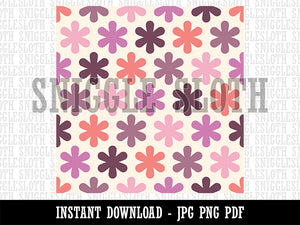 Retro Flower Seamless Pattern Background Digital Paper Download JPG PDF PNG File