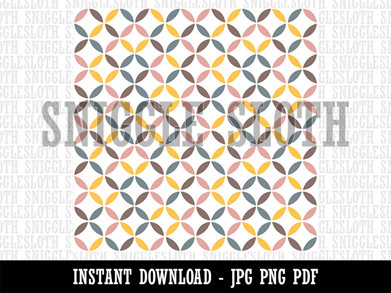 Retro Geometric Mid Century Circles Seamless Pattern Background Digital Paper Download JPG PDF PNG File