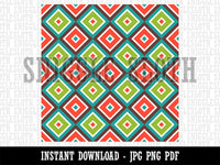 Retro Geometric Mid Century Diamond Seamless Pattern Background Digital Paper Download JPG PDF PNG File