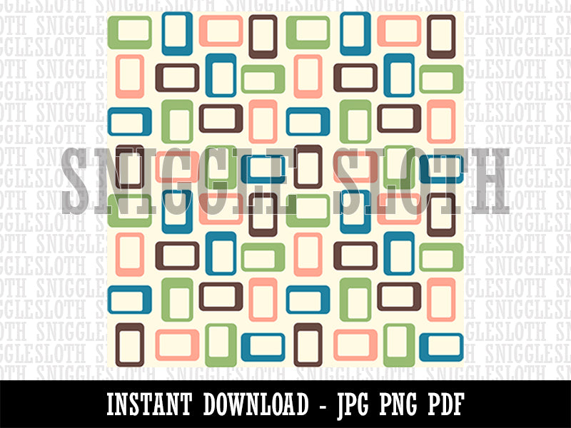 Retro Mid Century Rectangles Seamless Pattern Background Digital Paper Download JPG PDF PNG File
