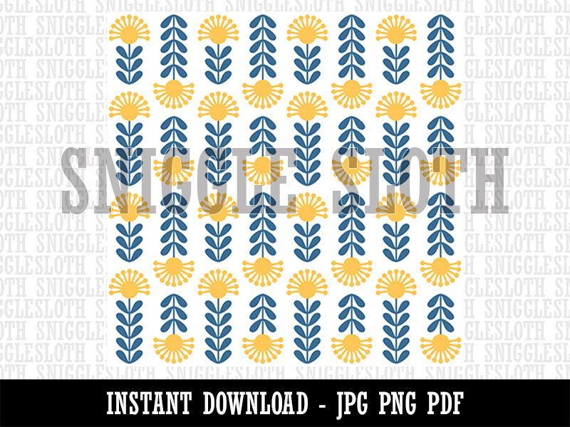 Scandinavian Floral Seamless Pattern Background Digital Paper Download JPG PDF PNG File