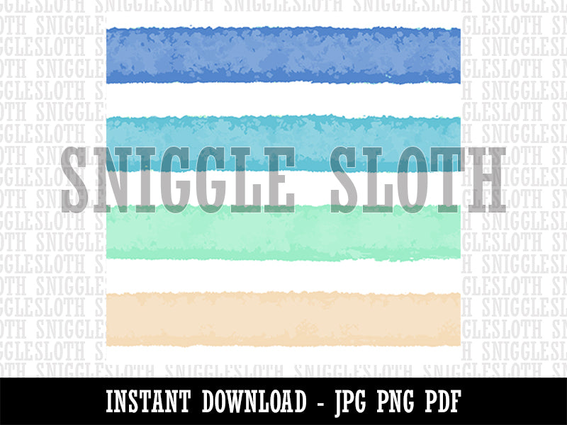 Beach Watercolor Paint Stripes Ocean Sand Sea Seamless Pattern Background Digital Paper Download JPG PDF PNG File