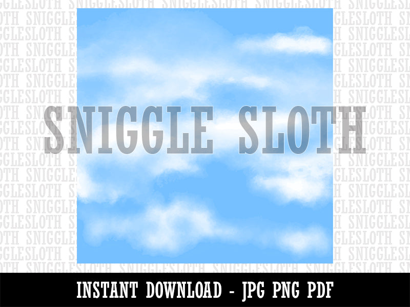 Clouds in Blue Sky Background Digital Paper Download JPG PDF PNG File