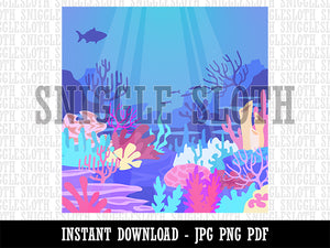 Colorful Coral Reef Underwater Ocean Sea Background Digital Paper Download JPG PDF PNG File