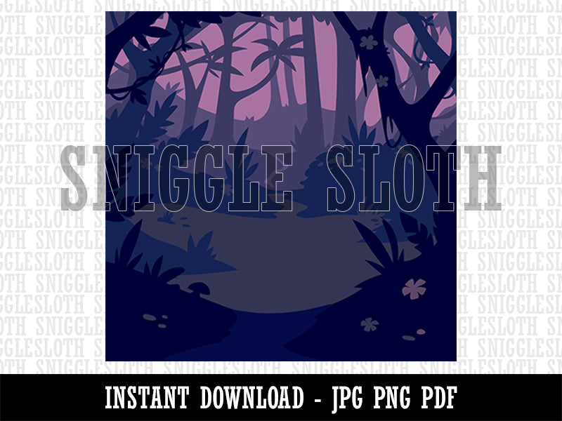 Dark Night Tropical Rain Forest Jungle Wild Background Background Digital Paper Download JPG PDF PNG File