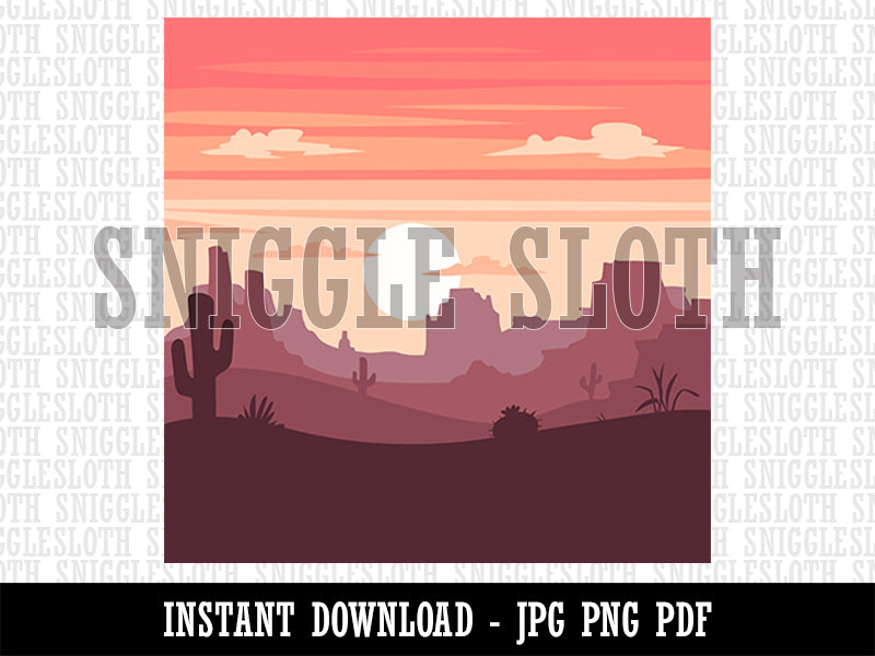 Desert Wild Western Cowboy Sunset Cactus Landscape Background Digital Paper Download JPG PDF PNG File