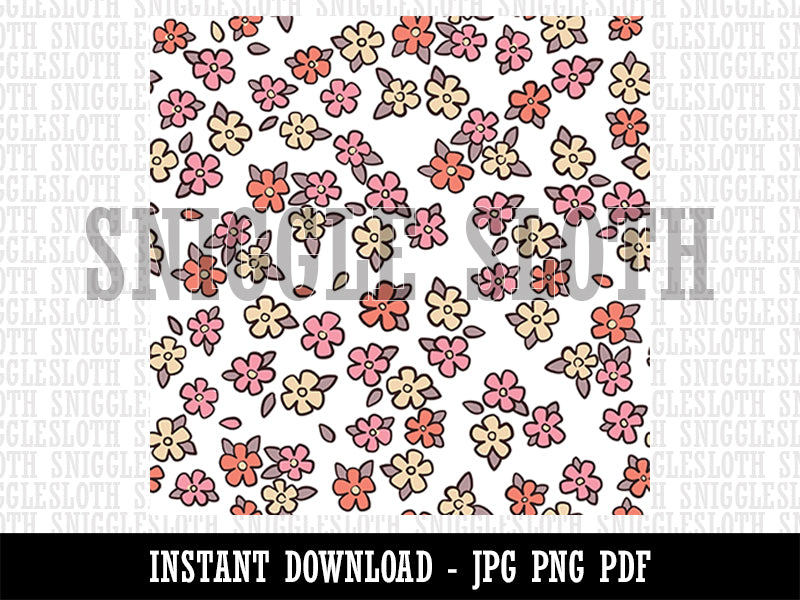 Soft Pastel Flowers Floral Pattern Seamless Background Digital Paper Download JPG PDF PNG File