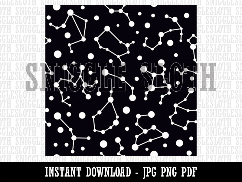 Stars Zodiac Horoscope Constellations Seamless Background Digital Paper Download JPG PDF PNG File