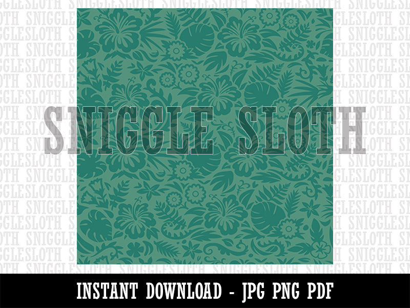Tropical Hibiscus Floral Pattern Seamless Background Digital Paper Download JPG PDF PNG File