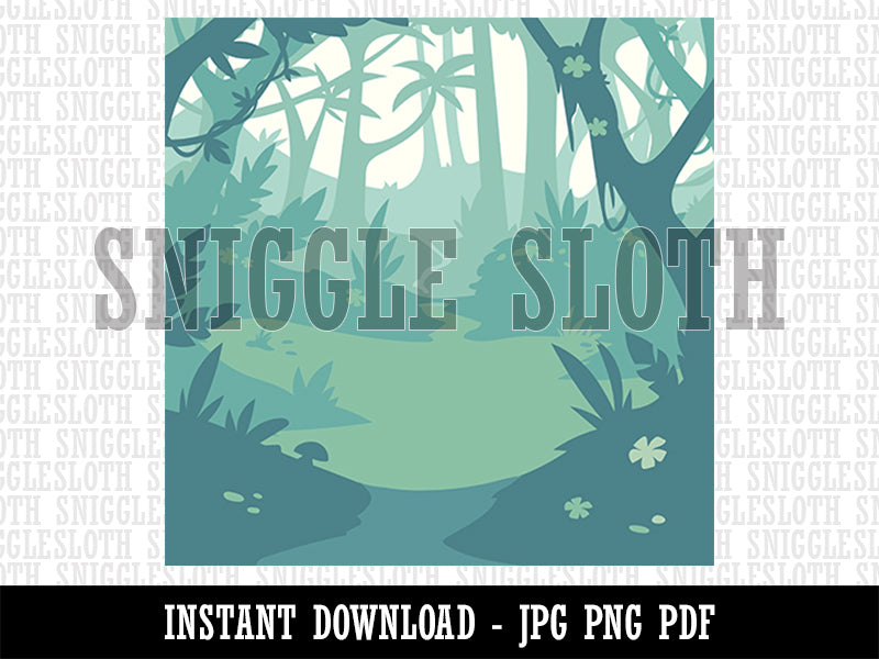 Tropical Rain Forest Jungle Wild Background Background Digital Paper Download JPG PDF PNG File