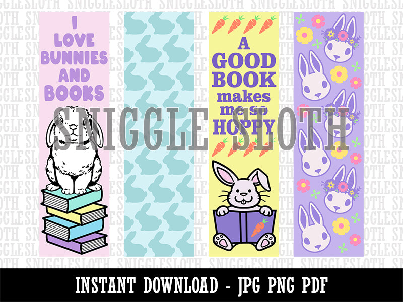 Bunny Rabbits Easter Love Bookmarks Digital Print JPG PDF PNG File