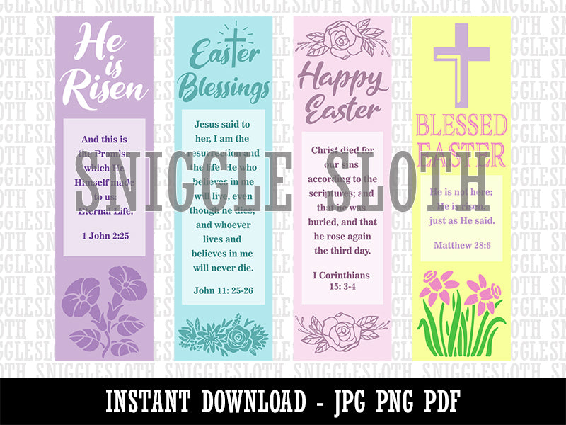 Easter Blessings Religious Bookmarks Digital Print JPG PDF PNG File