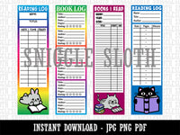 Reading Log Cat Rabbit Bookmarks Digital Print JPG PDF PNG File