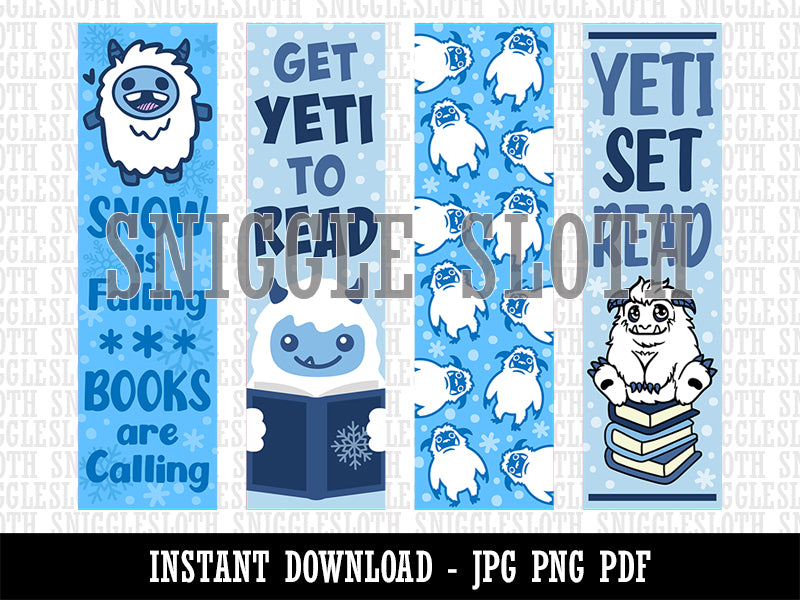 Yeti Abominable Snowman Bookmarks Digital Print JPG PDF PNG File
