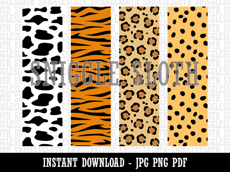 Animal Prints Cow Tiger Leopard Cheetah Bookmarks Digital Print JPG PDF PNG File