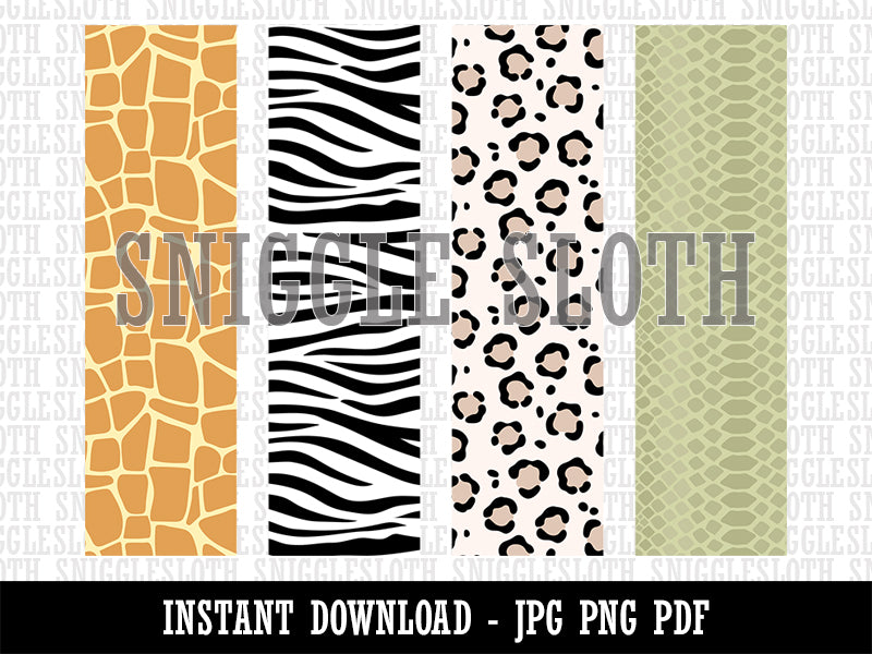 Animal Prints Giraffe Zebra Snow Leopard Snake Bookmarks Digital Print JPG PDF PNG File