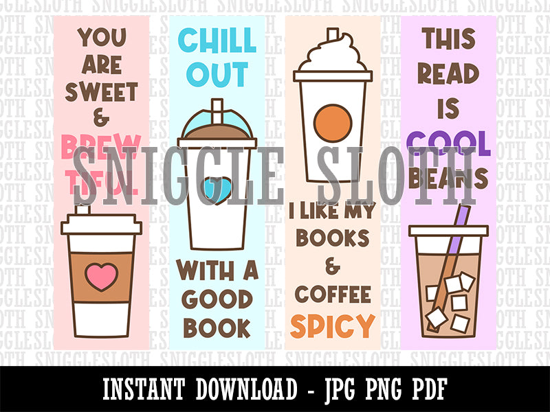 Coffee Variety Puns Bookmarks Digital Print JPG PDF PNG File