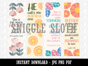 Inspirational Bible Verses Bookmarks Digital Print JPG PDF PNG File