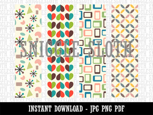 Mid Century Patterns Bookmarks Digital Print JPG PDF PNG File