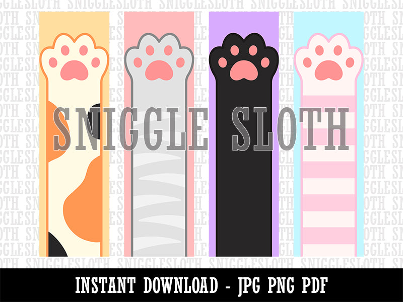 Outstretched Cat Paws Bookmarks Digital Print JPG PDF PNG File
