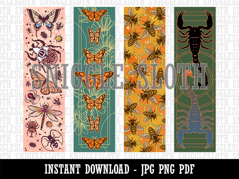 Bugs Insects Butterflies Bees Scorpions Bookmarks Digital Print JPG PDF PNG File