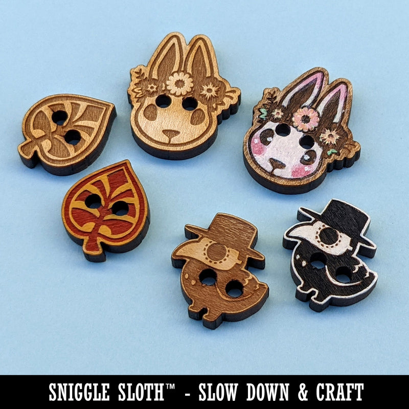 Cute Simple Skull and Crossbones Wood Buttons for Sewing Knitting Crochet DIY Craft