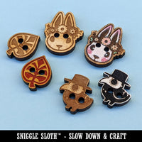 Kawaii Cute Embarrassed Scrunched Face Wood Buttons for Sewing Knitting Crochet DIY Craft