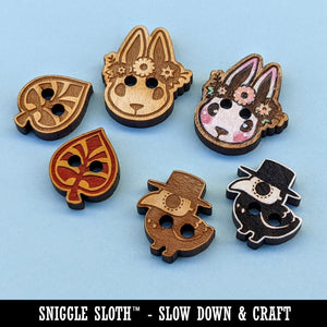 Wary Kitty Cat Wood Buttons for Sewing Knitting Crochet DIY Craft