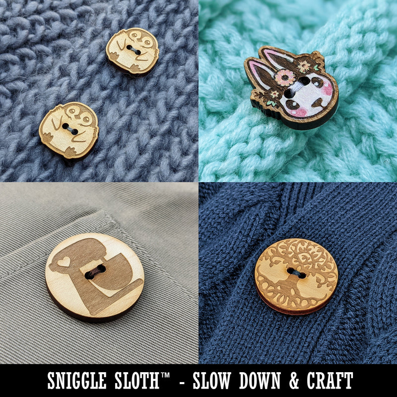 Cute Chubby Manatee Wood Buttons for Sewing Knitting Crochet DIY Craft