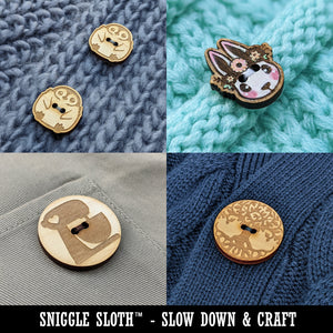 Cute Kawaii Bunny Rabbit Dancing to Music Wood Buttons for Sewing Knitting Crochet DIY Craft
