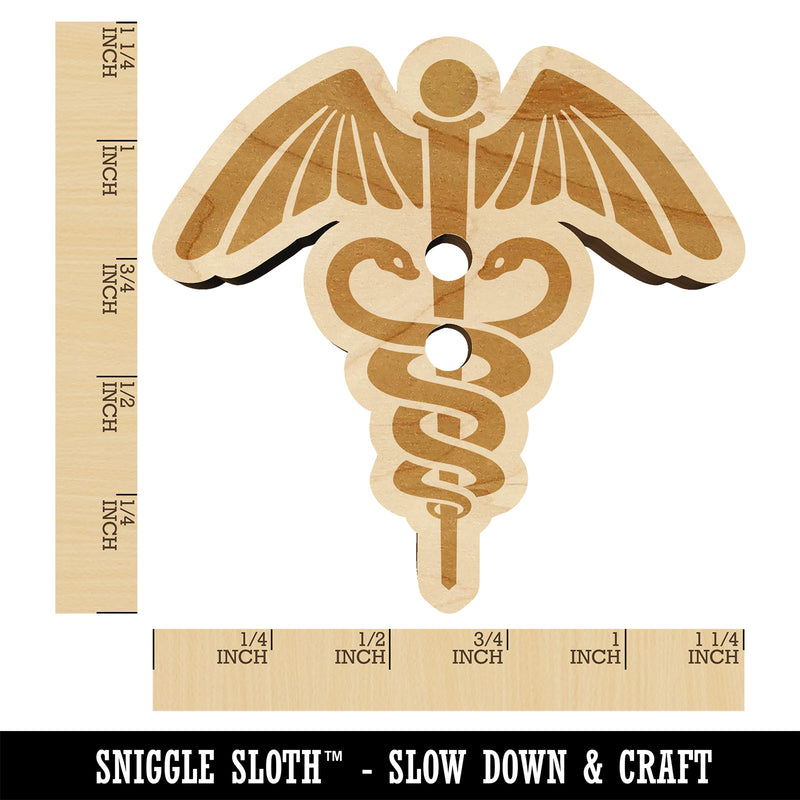 Caduceus Health Medical Symbol Wood Buttons for Sewing Knitting Crochet DIY Craft