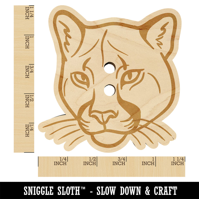 Cougar Head Mountain Lion Puma Wood Buttons for Sewing Knitting Crochet DIY Craft