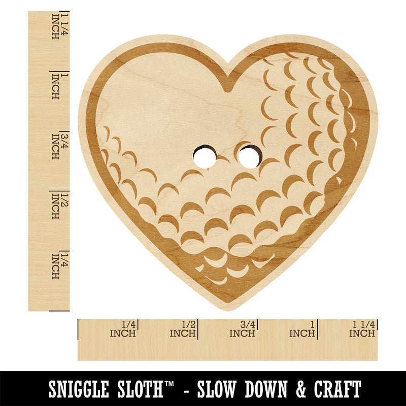 Heart Shaped Golf Ball Sports Wood Buttons for Sewing Knitting Crochet DIY Craft