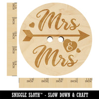 Mrs and Mrs Heart and Arrow Wedding Wood Buttons for Sewing Knitting Crochet DIY Craft