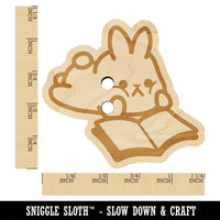 Cute Kawaii Bunny Rabbit Reading Studying for School Wood Buttons for Sewing Knitting Crochet DIY Craft