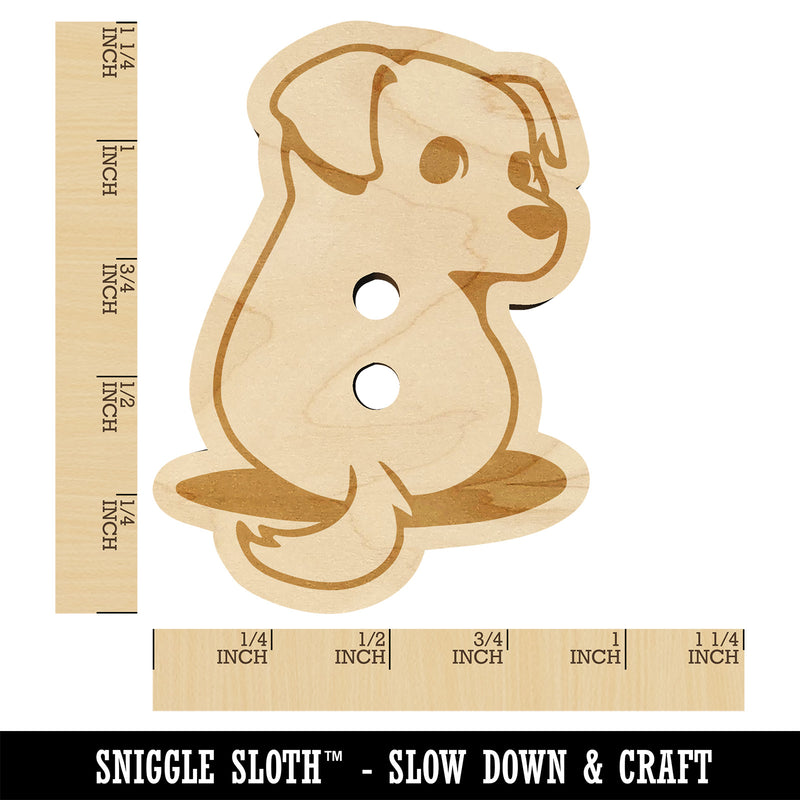 Cute Puppy Looking Back Wood Buttons for Sewing Knitting Crochet DIY Craft