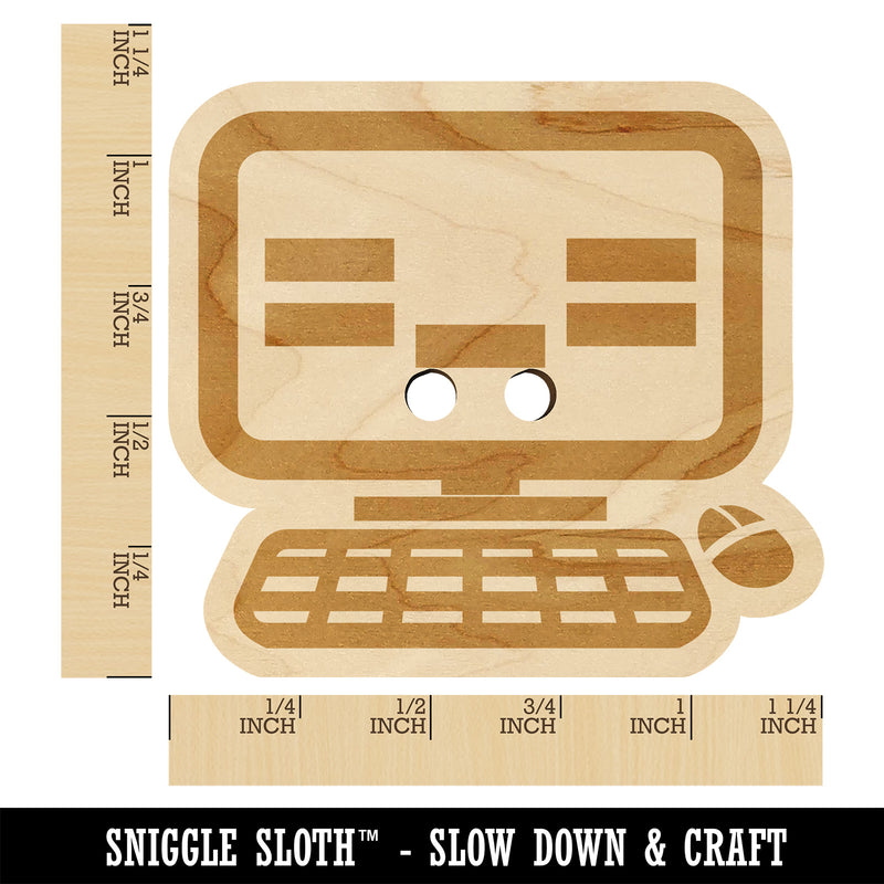 Tired Kawaii Computer Face Emoticon Wood Buttons for Sewing Knitting Crochet DIY Craft