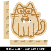 Cat Smart with Glasses and Bowtie Wood Buttons for Sewing Knitting Crochet DIY Craft
