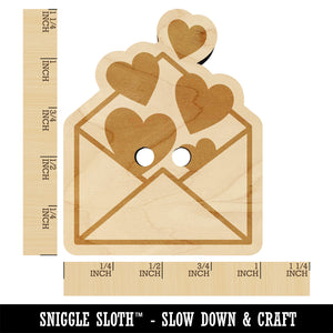 Envelope Full of Hearts Love Valentine's Day Wood Buttons for Sewing Knitting Crochet DIY Craft