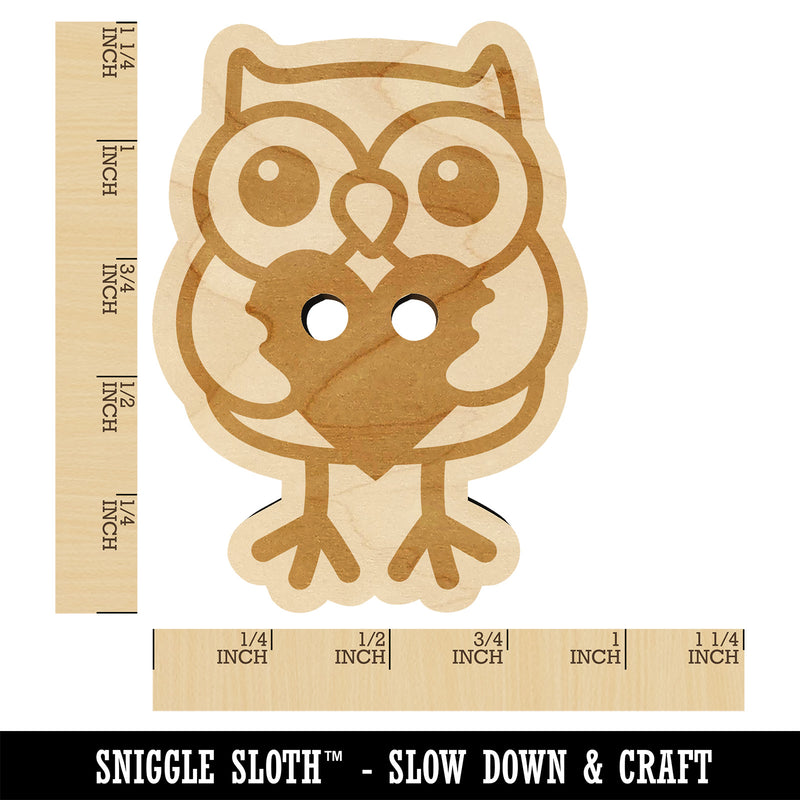 Owl Holding Heart Wood Buttons for Sewing Knitting Crochet DIY Craft