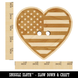 Heart Shaped American Flag United States of America USA Wood Buttons for Sewing Knitting Crochet DIY Craft