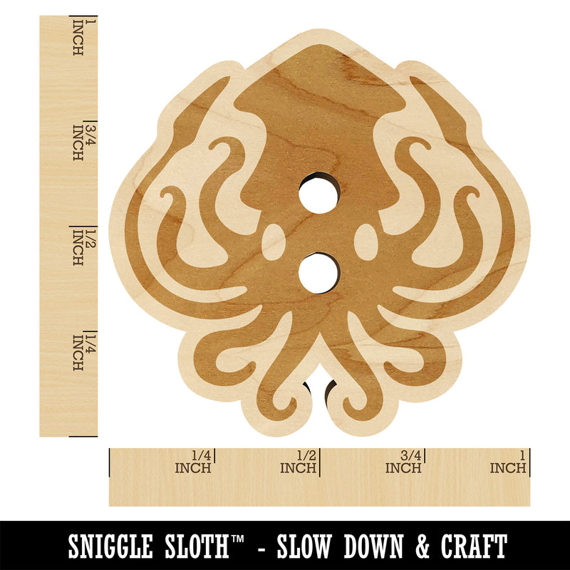 Inky Squid with Tentacles Wood Buttons for Sewing Knitting Crochet DIY Craft