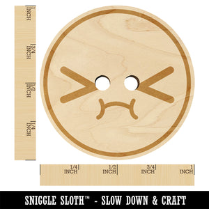 Kawaii Cute Embarrassed Scrunched Face Wood Buttons for Sewing Knitting Crochet DIY Craft