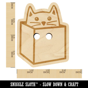 Cat in Box Wood Buttons for Sewing Knitting Crochet DIY Craft