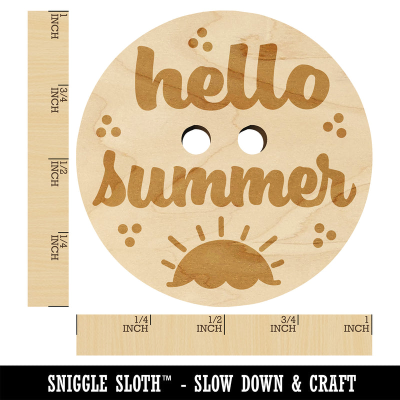 Hello Summer Wood Buttons for Sewing Knitting Crochet DIY Craft