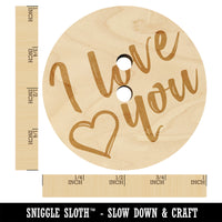 I Love You in English Heart Wood Buttons for Sewing Knitting Crochet DIY Craft