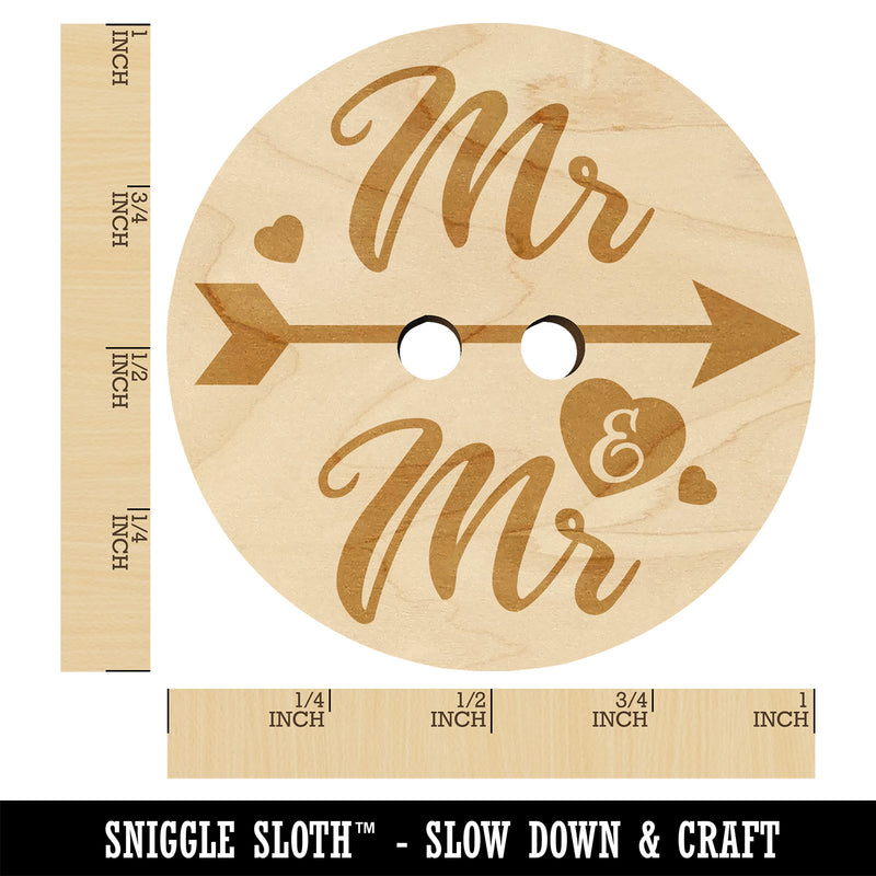 Mr and Mr Heart and Arrow Wedding Wood Buttons for Sewing Knitting Crochet DIY Craft